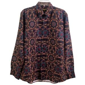 Premiere Mandala Kaleidoscope Geometric‎ Print Long Sleeve Dress Shirt Medium
